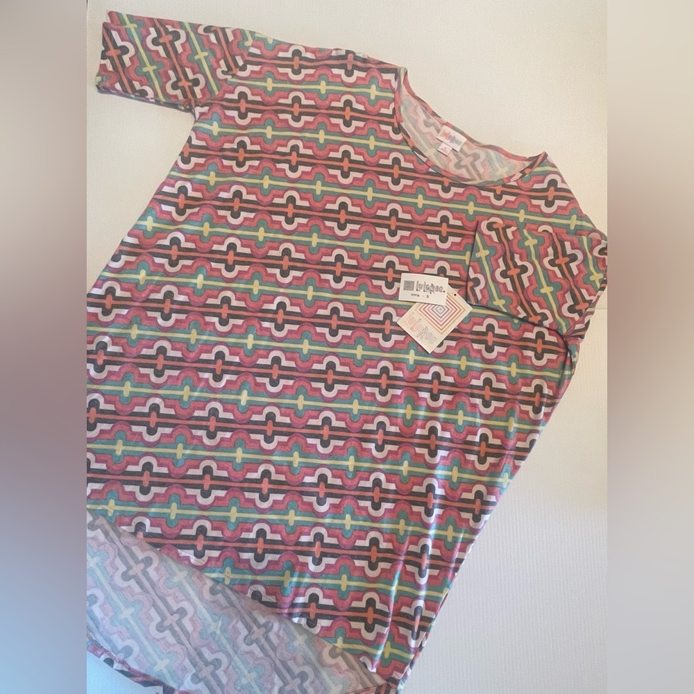 LuLaRoe Pink and Green Short Sleeve Irma